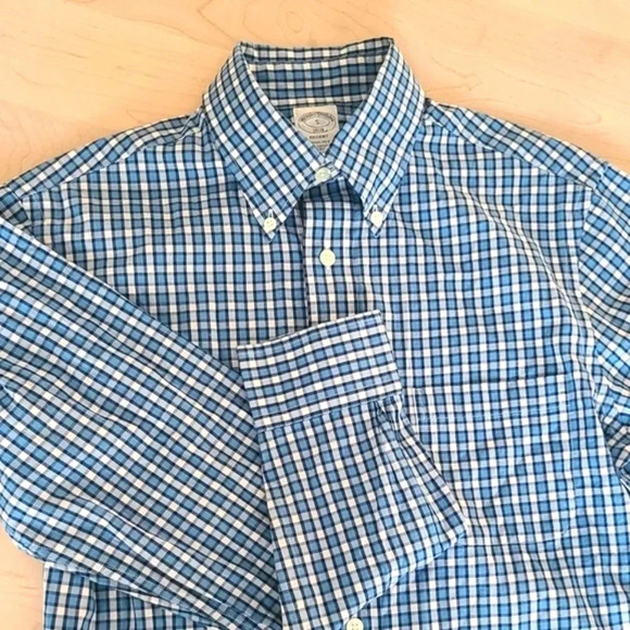 BROOKS BROTHERS Regent Shirt, size S, neck 16,  long sleeves, gingham, Oxford - Picture 1 of 7